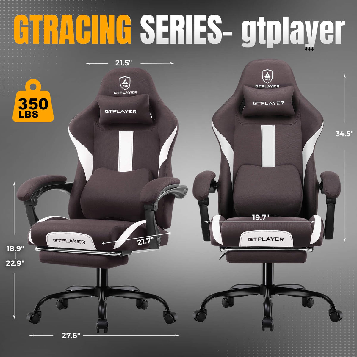 Brown Ergonomic Gaming Chair with Foot Rest A973455
