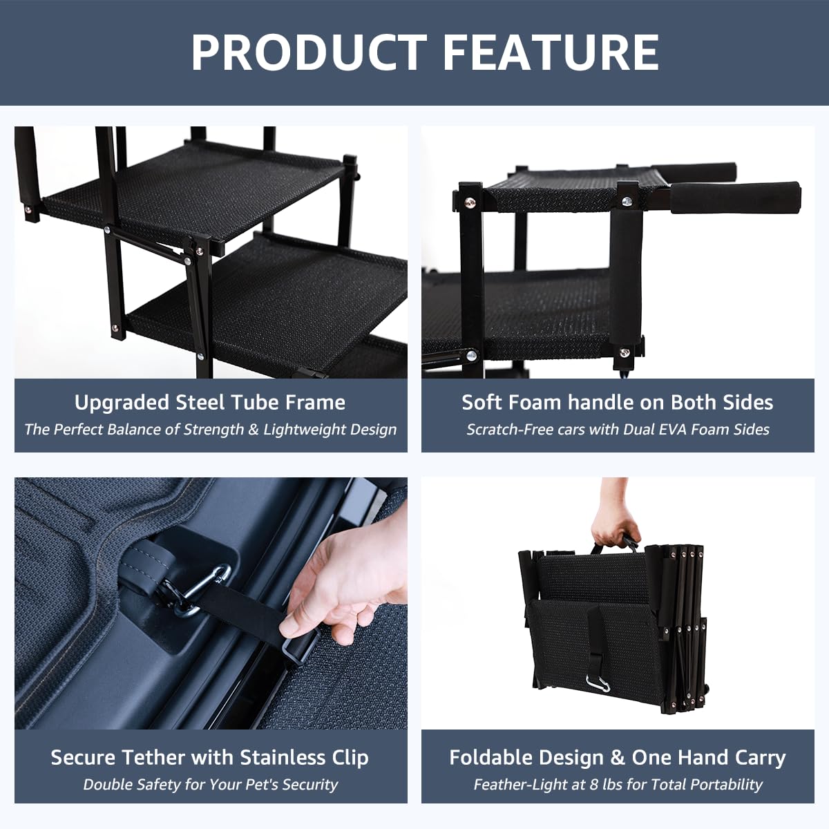 Foldable Dog Stairs 5 Steps Non-Slip A450