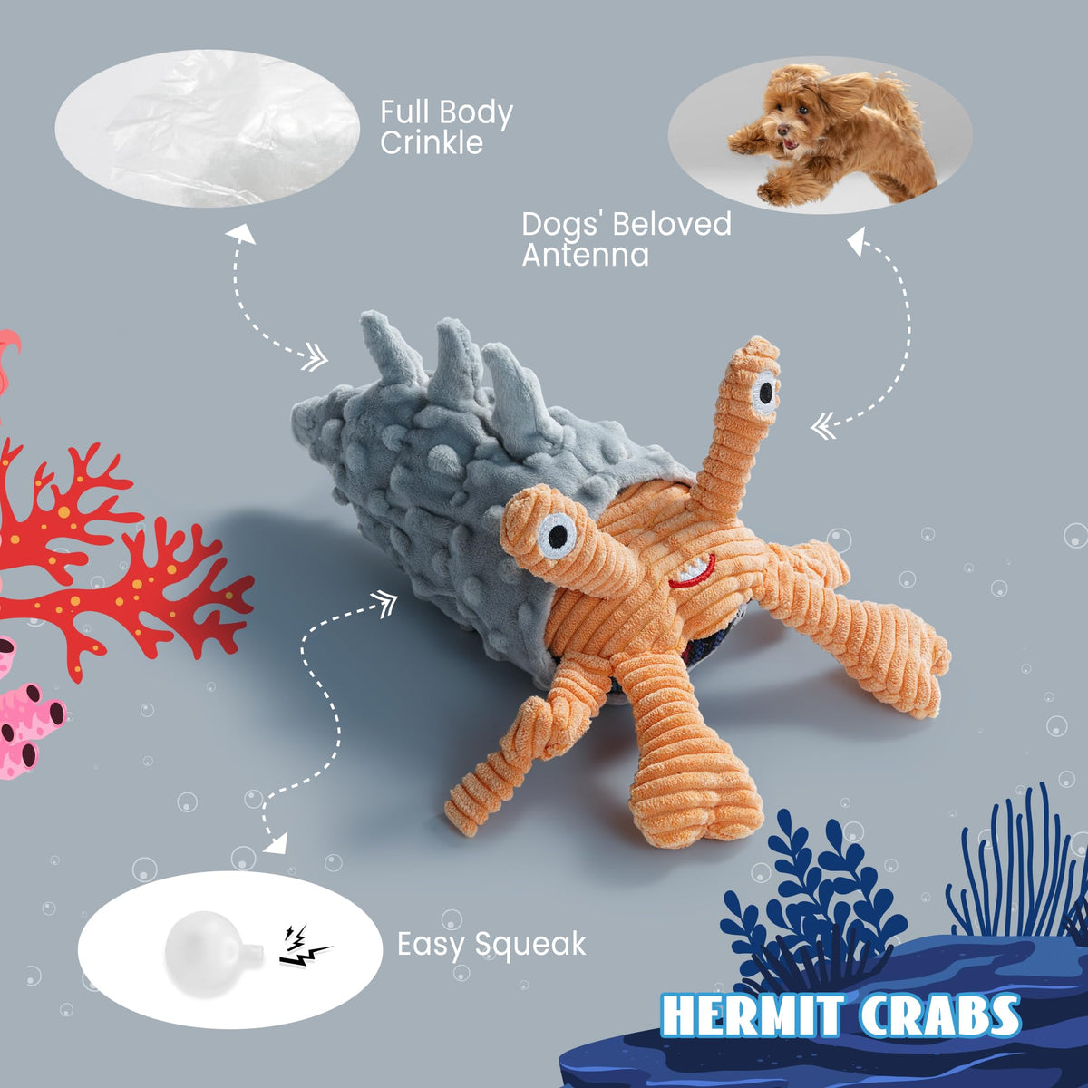 4 Packs Crinkle Squeaky Dog Toys I78918