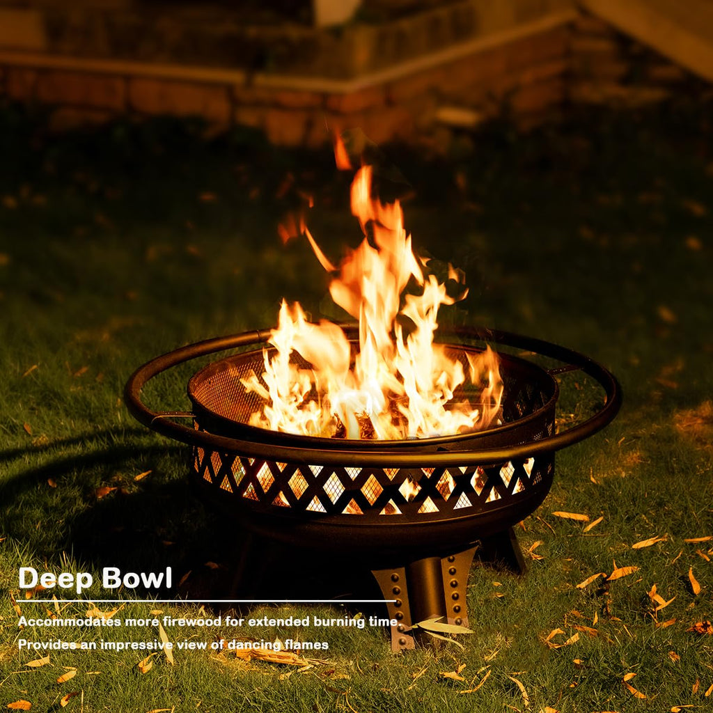 32 Inch Outdoor Fire Pit with Grill L750587
