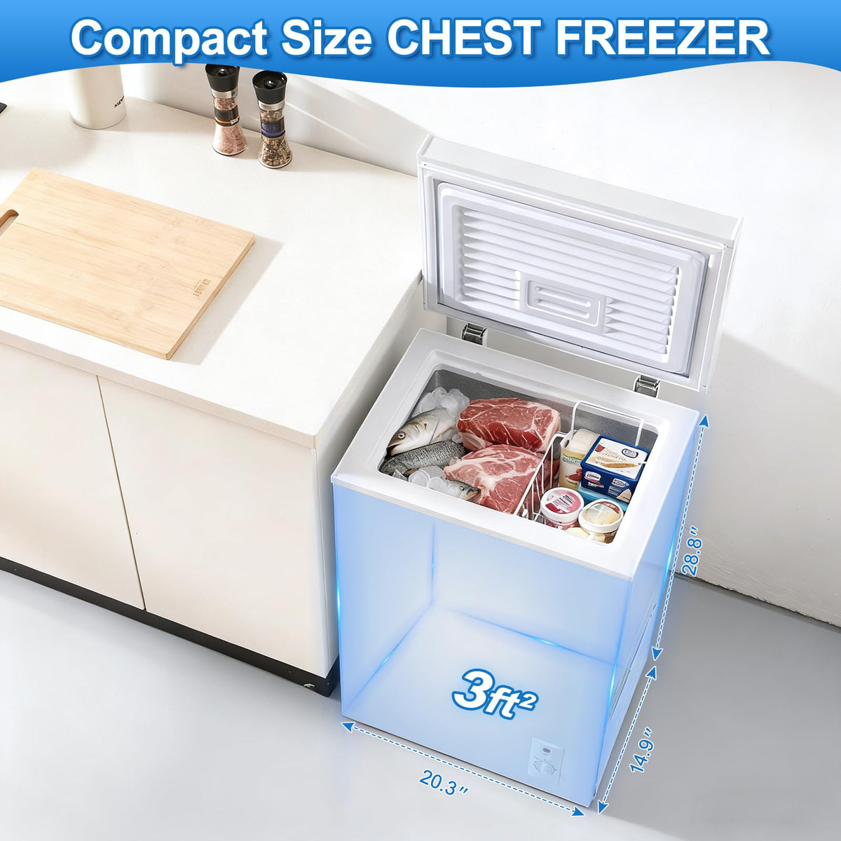 3.5 Cu.Ft White Chest Freezer with Removable Basket M348
