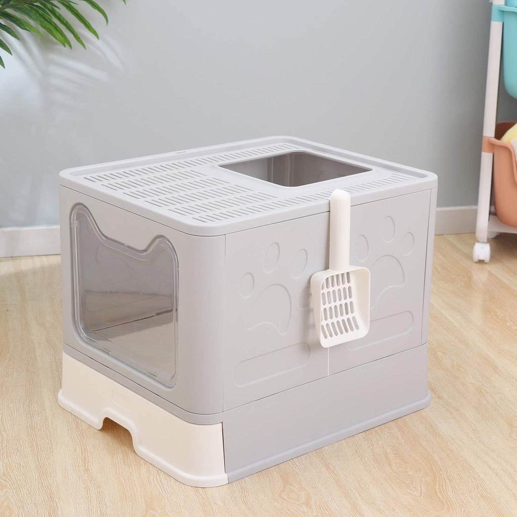 Large Foldable Cat Litter Box with Lid and Scoop K98096