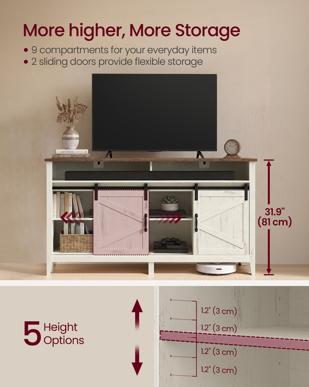Tall Farmhouse TV Stand with Door H844212