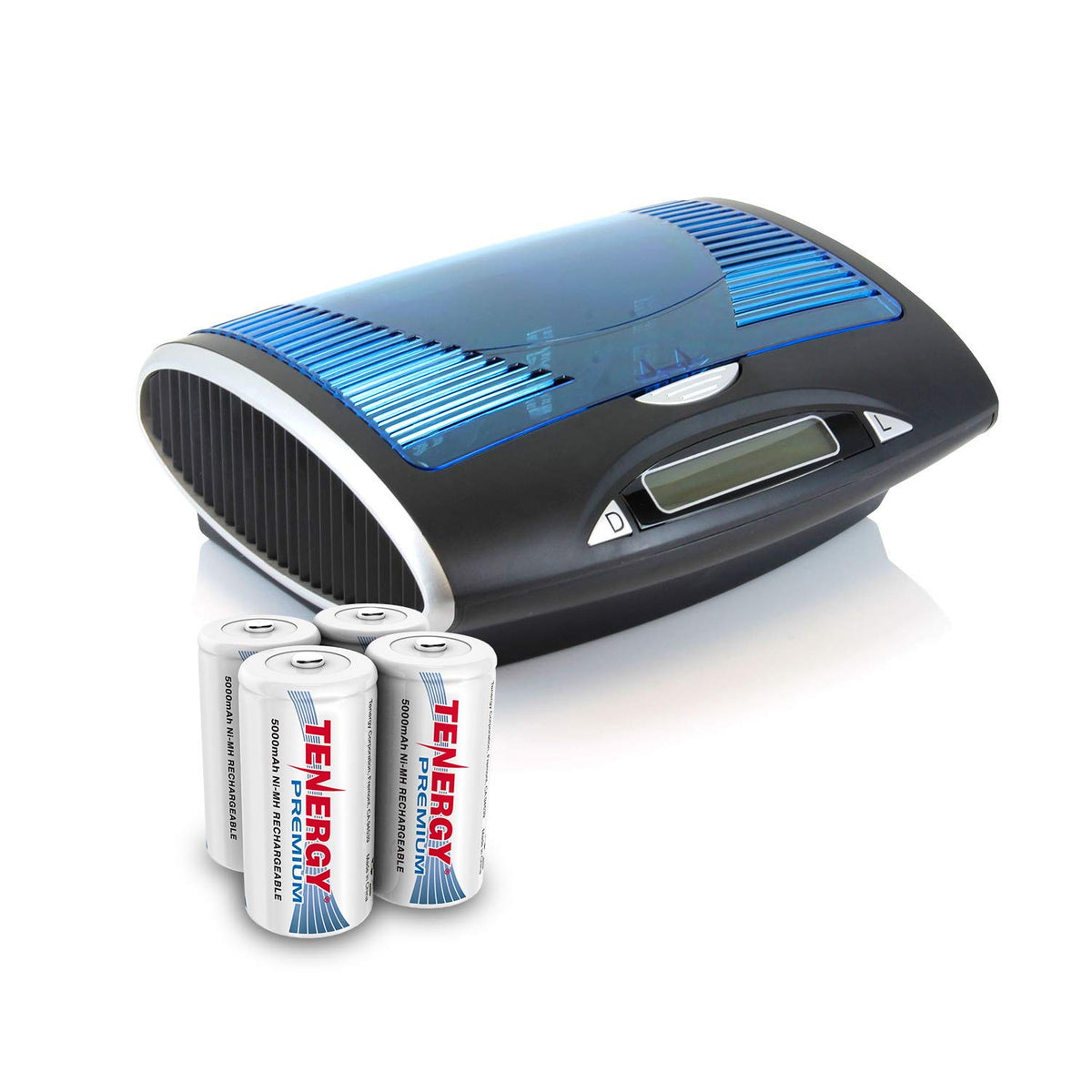 Rechargeable C Batteries and LCD Smart Battery Charger, 4 Pack Z7768