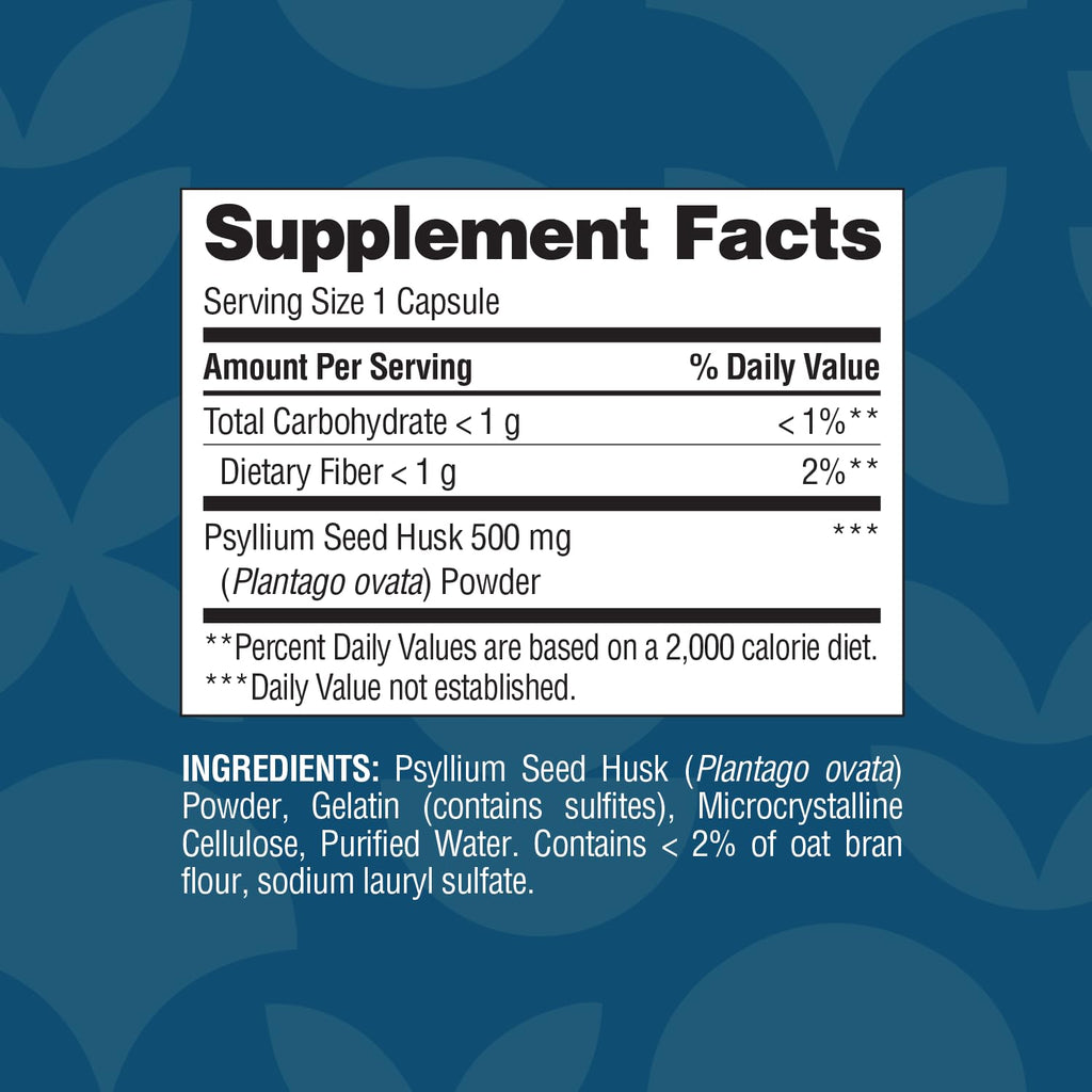 Psyllium Husk 500 mg Capsules 200 Count E84505