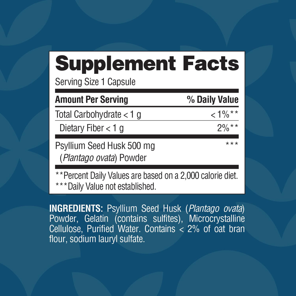 Psyllium Husk 500 mg Capsules 200 Count E84505