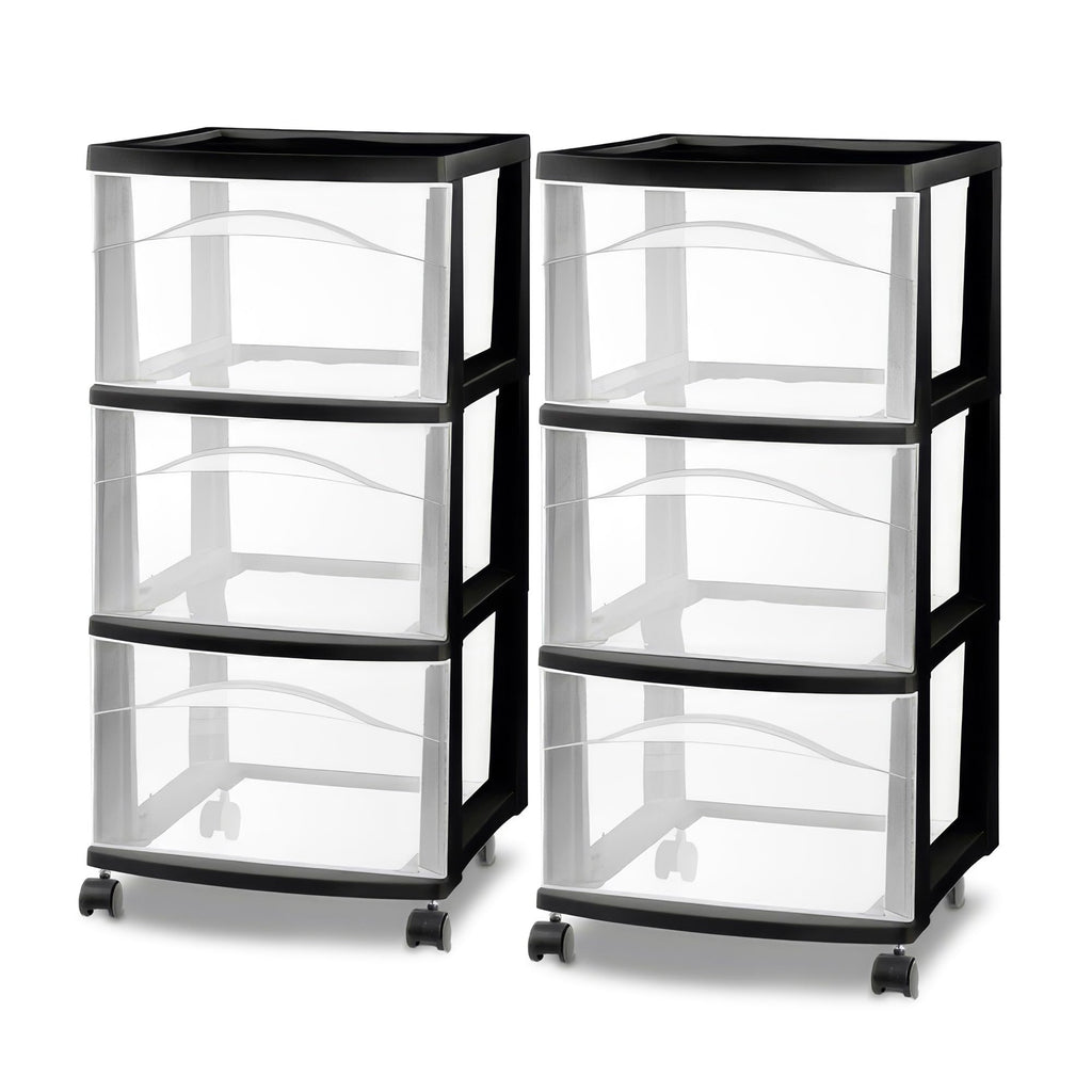 3-Drawer Cart with Wheels, 2-Pack P884