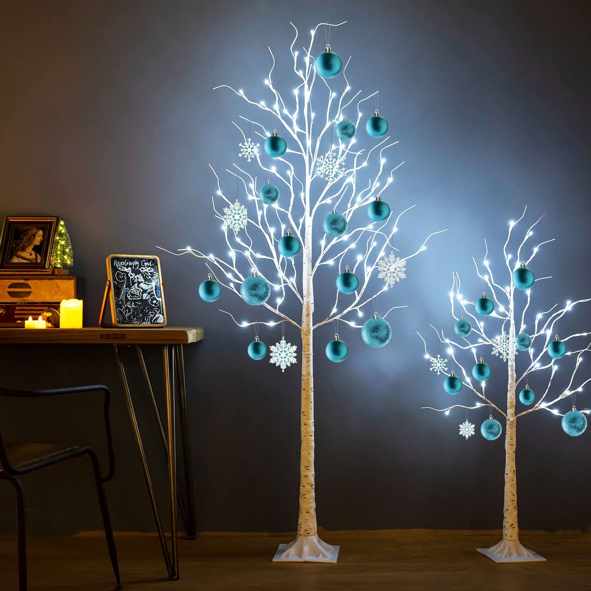 8ft 136LED Lighted Artificial Birch Tree with Timer W242