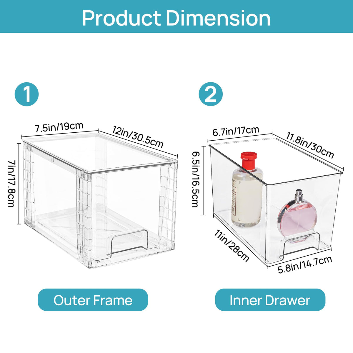 4 Pack Large Stackable Clear Storage Drawers U826032