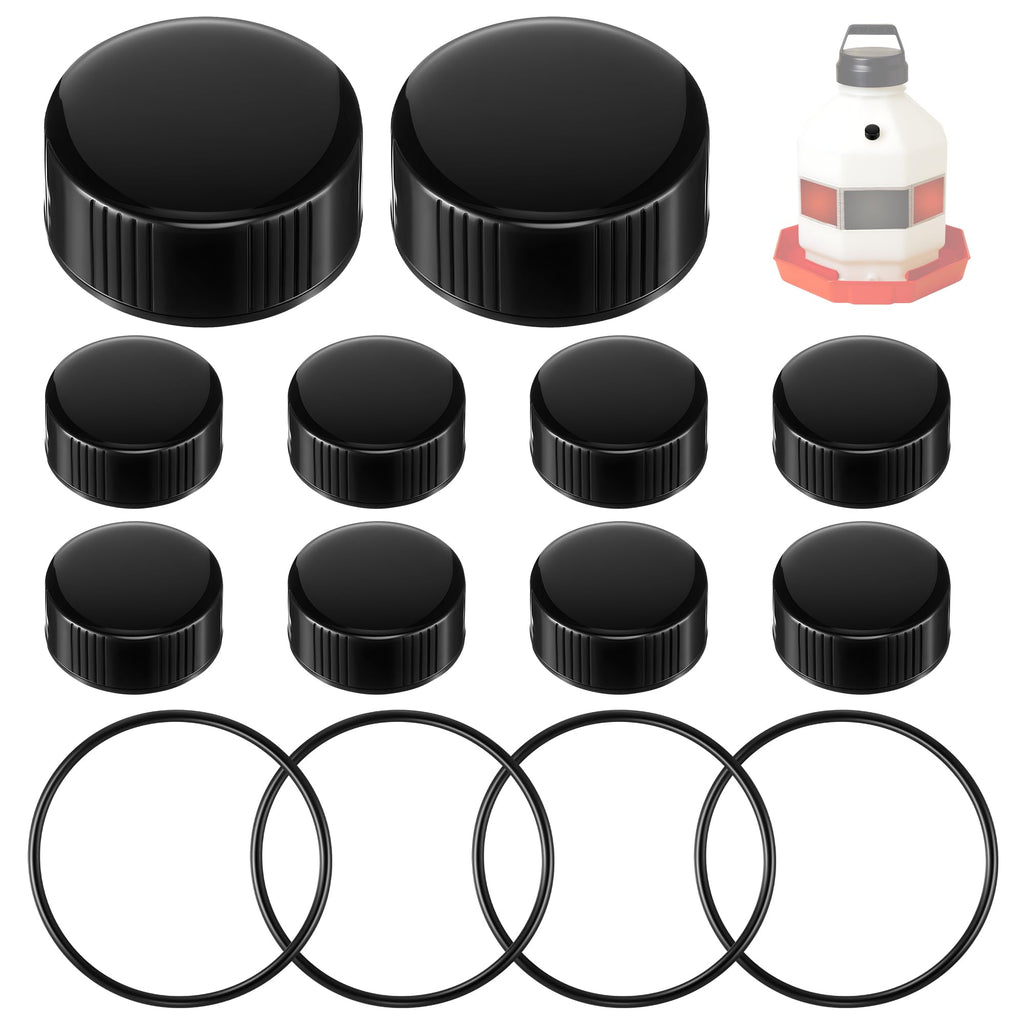 10 Replacement Cap 4 O Ring Black Poultry Waterer Part F8174
