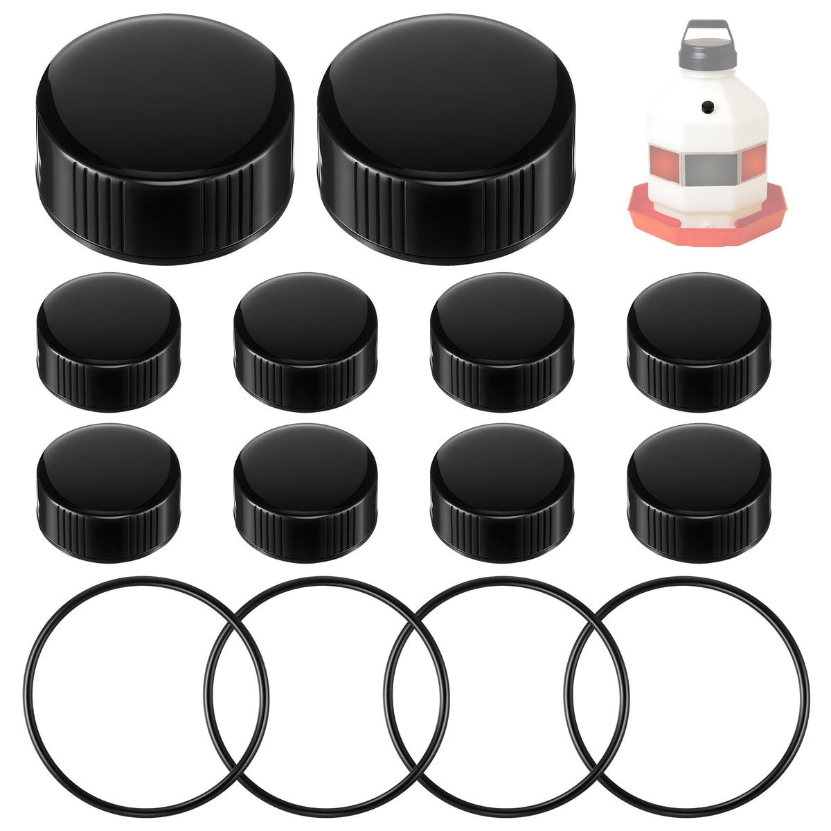 10 Replacement Cap 4 O Ring Black Poultry Waterer Part F8174
