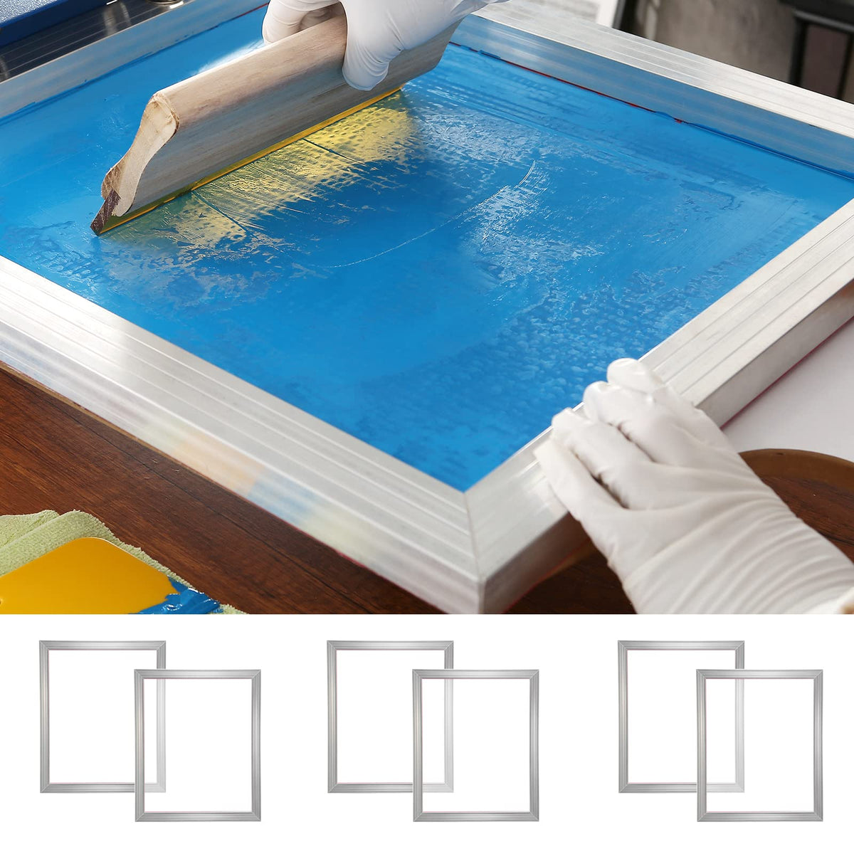 6 Pieces Aluminum Silk Screen Frame with 110 Count Nylon Mesh H904012