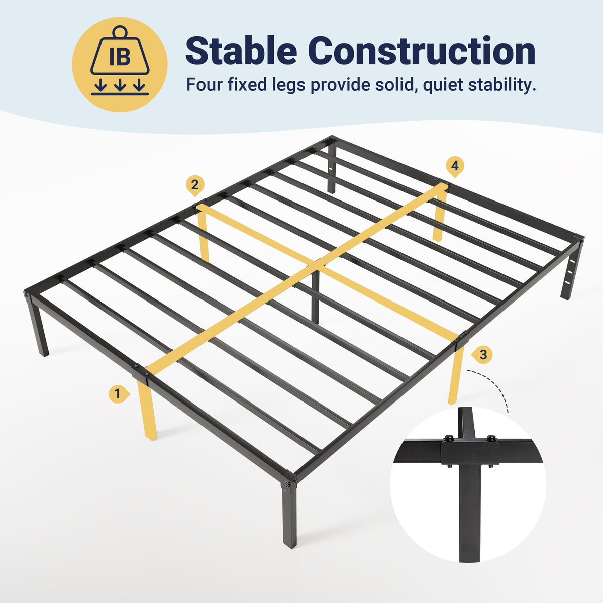 Queen 14 inch Metal Bed Frame with Storage Space G2456