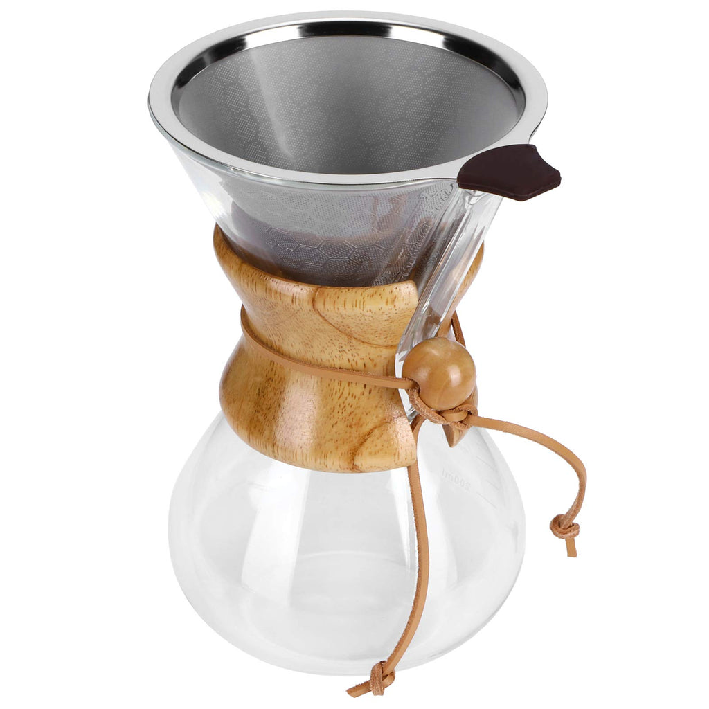 High Temp Glass Coffee Drip Pot with Reusable Filter 600ml Q5696