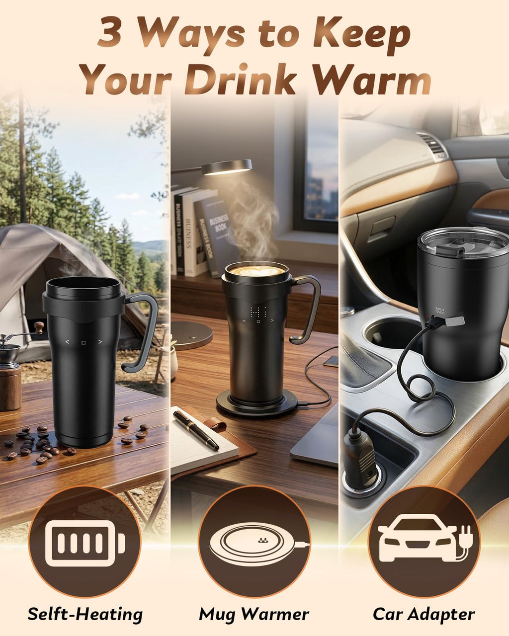 16oz Temperature Control Rechargeable Heated Mug H445862