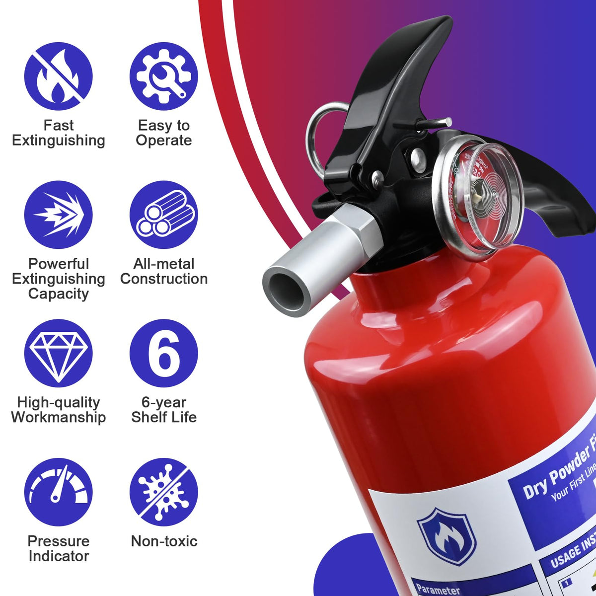 2 Pack 2.5 lb ABC Dry Chemical Fire Extinguishers Y874