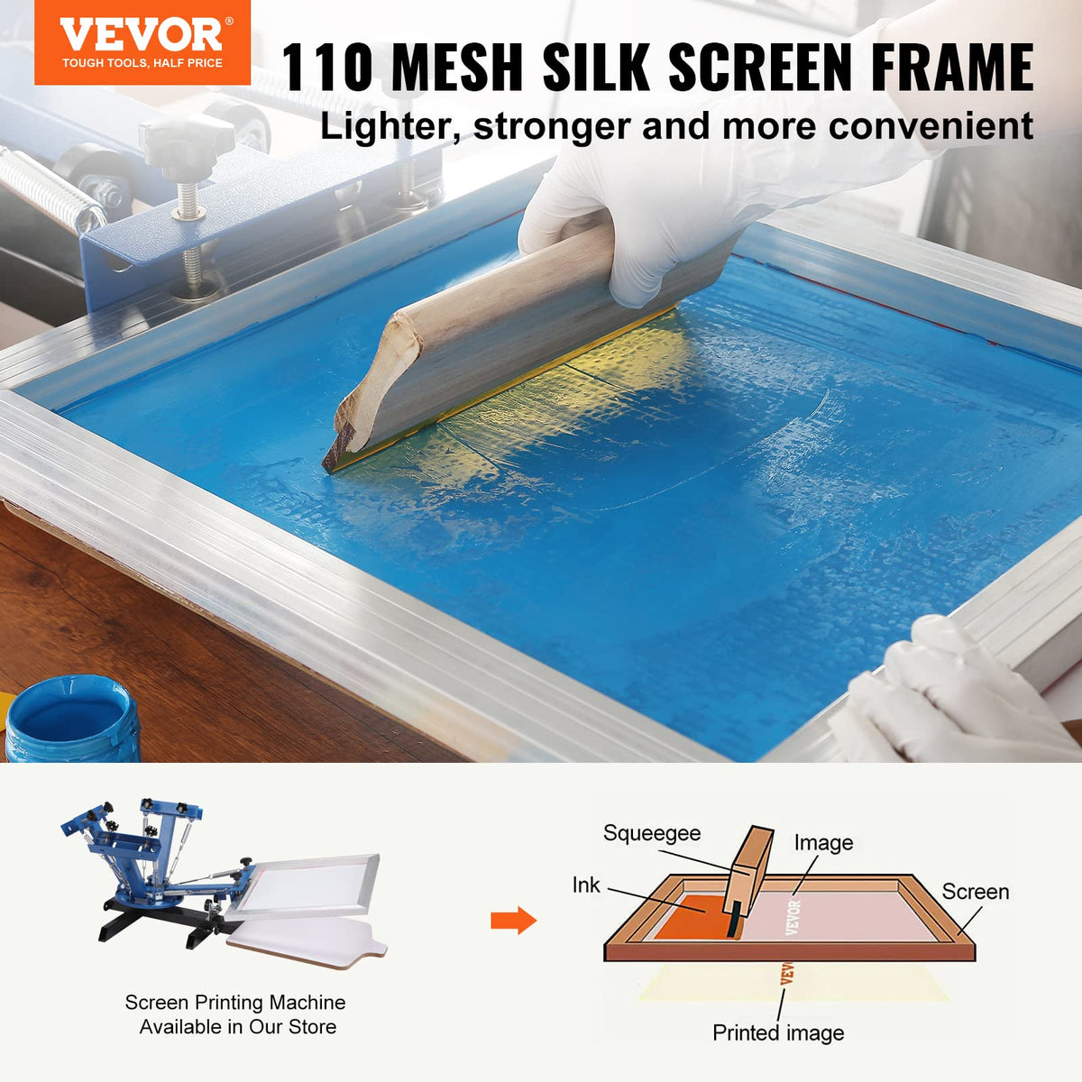 6 Pieces Aluminum Silk Screen Frame with 110 Count Nylon Mesh H904012