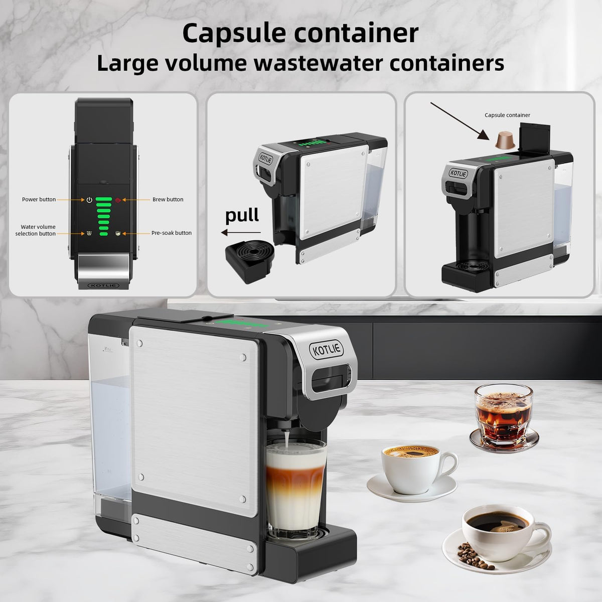 19 Bar Single Serve Coffee Maker with 34 Oz Reservoir N475927