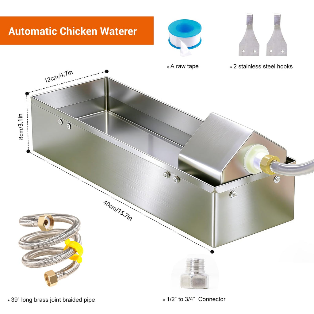 1 Gallon Stainless Metal Automatic Chicken Waterer Dispenser G601773