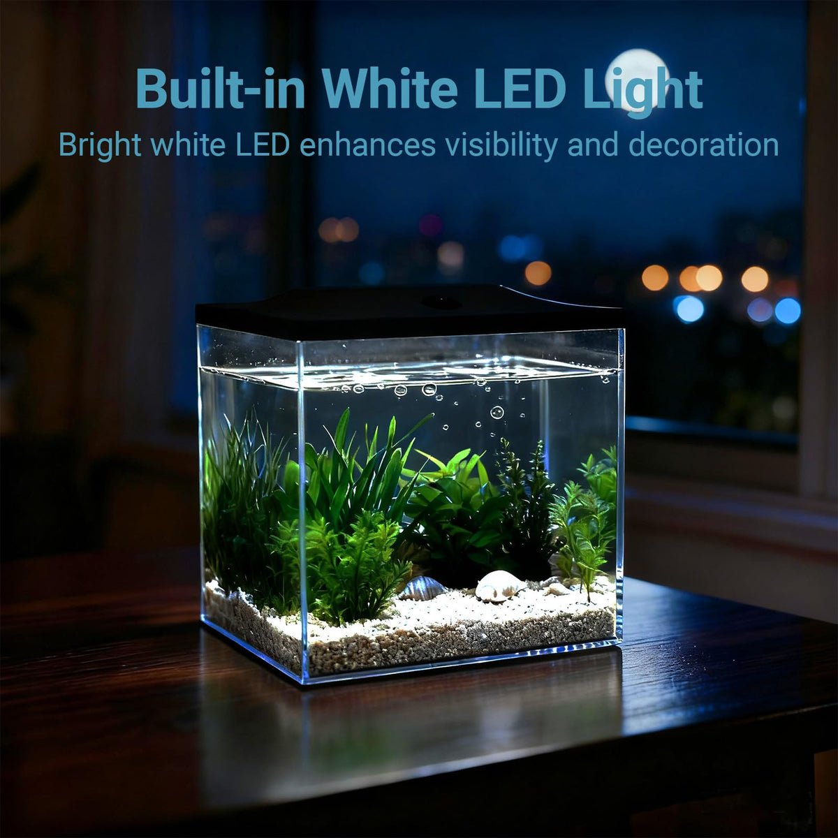 0.8-Gallon Small Plastic Fish Tank with LED Lighting S256