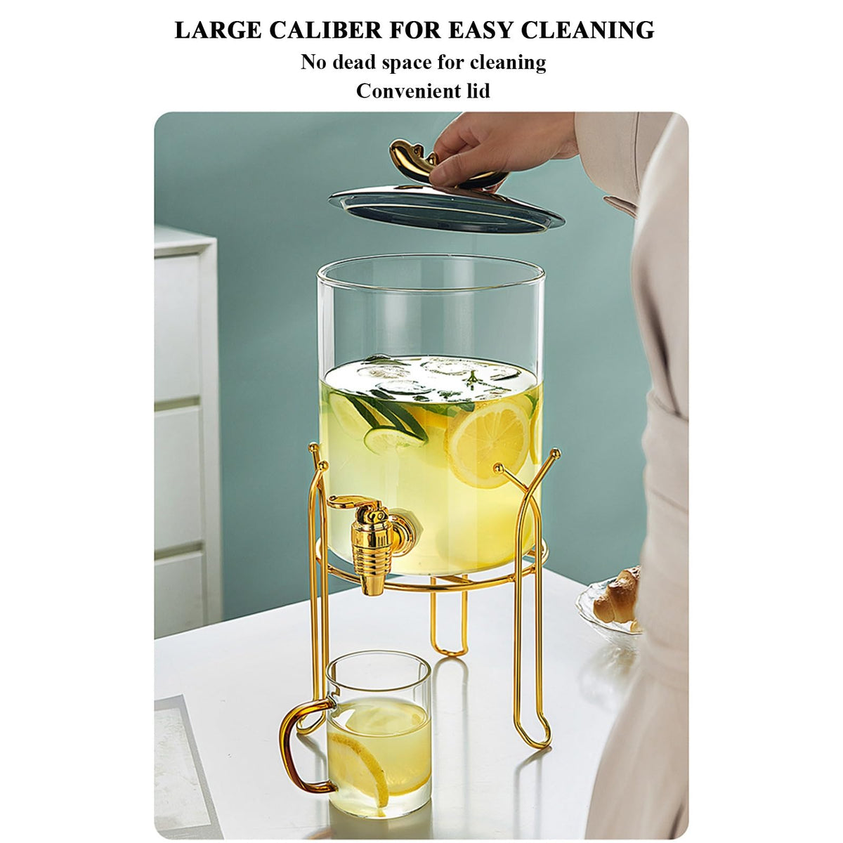 Glass Beverage Dispenser with Stand and Spigot Y132611