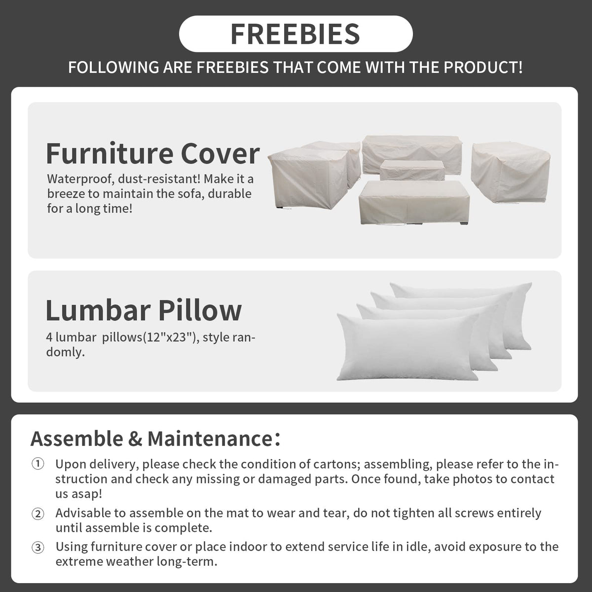 7 Piece Light Grey Cushions Patio Furniture Set with Storage Table A6431