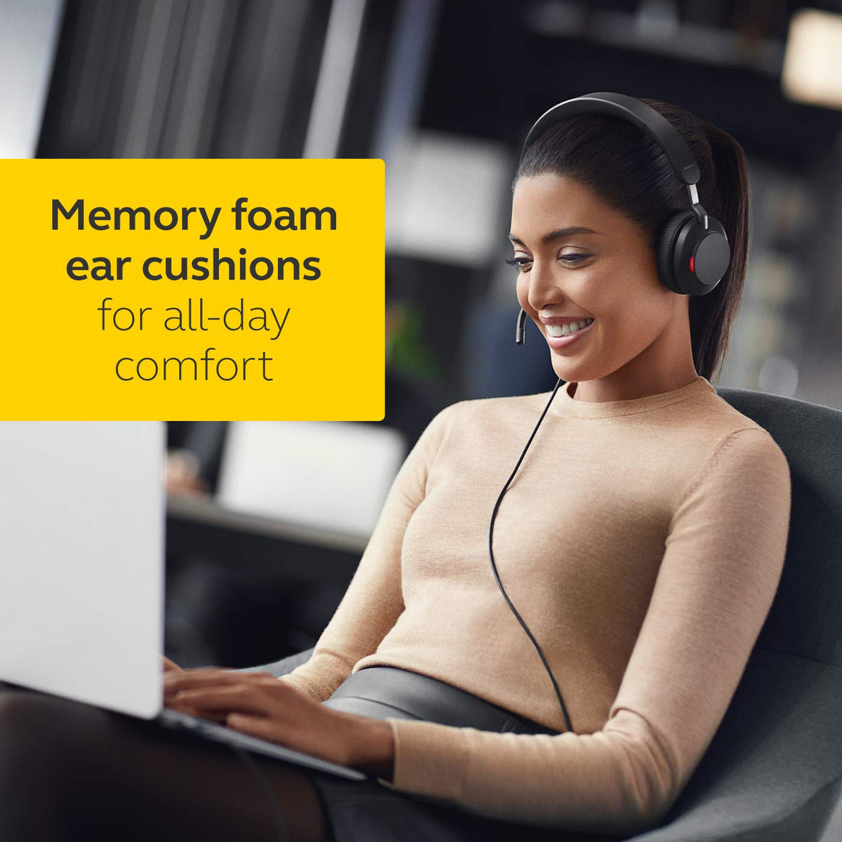 Wired Stereo Noise-Cancelling Headset with 3-Microphone Call Technology and USB-A Cable Black Y619