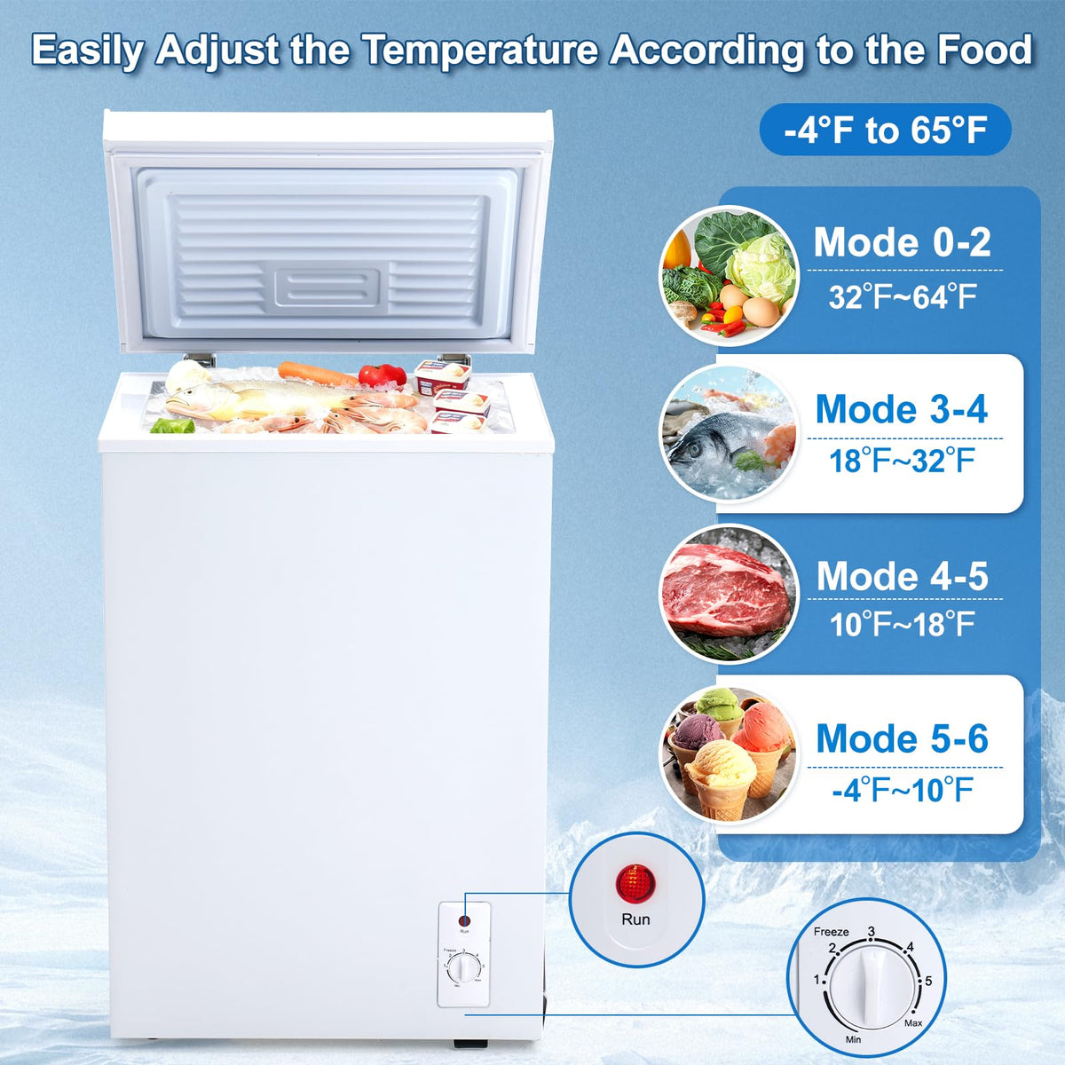 3.5 Cu.Ft White Chest Freezer with Removable Basket M348