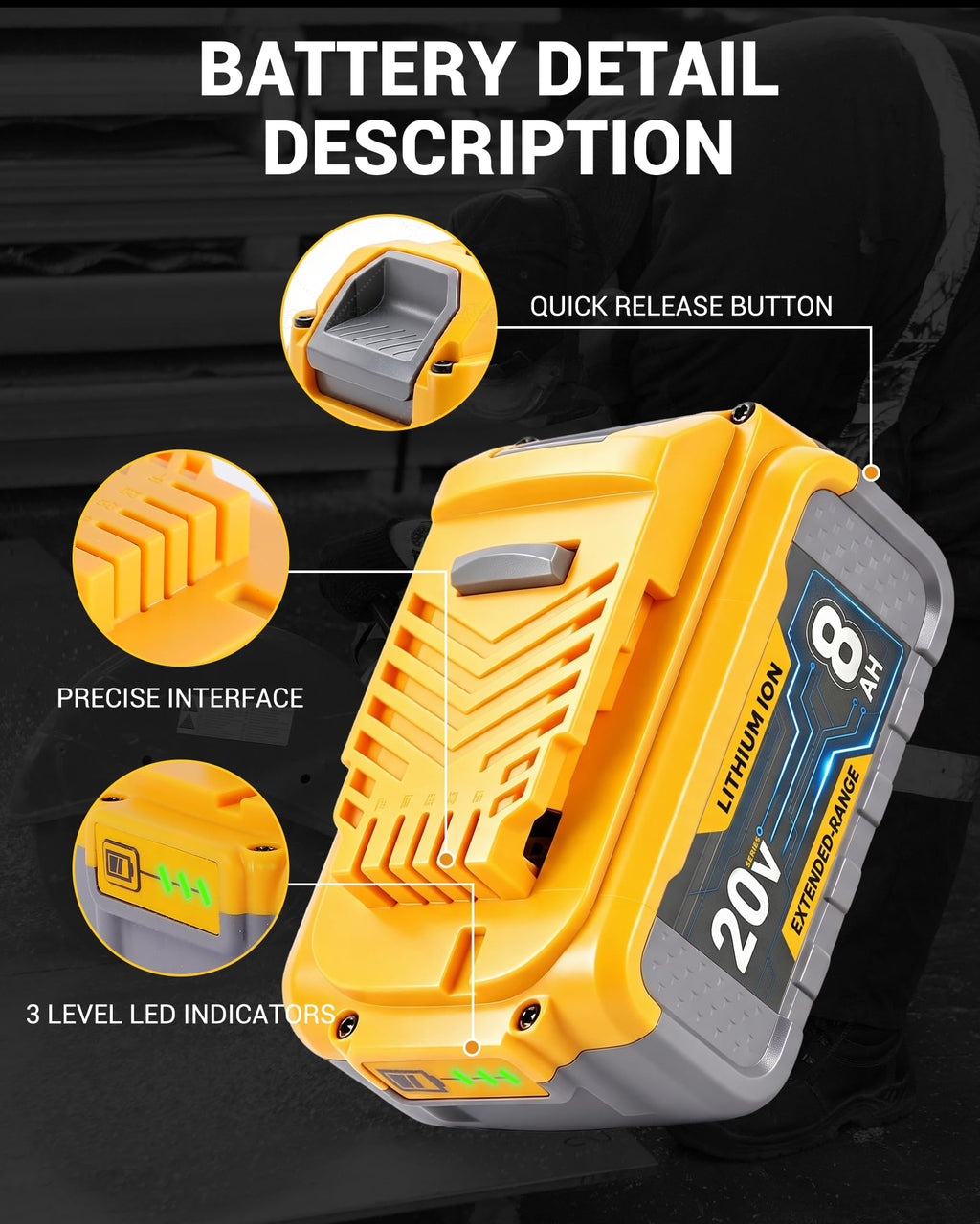 8.0Ah 20V Li-ion Battery 2Packs E311188