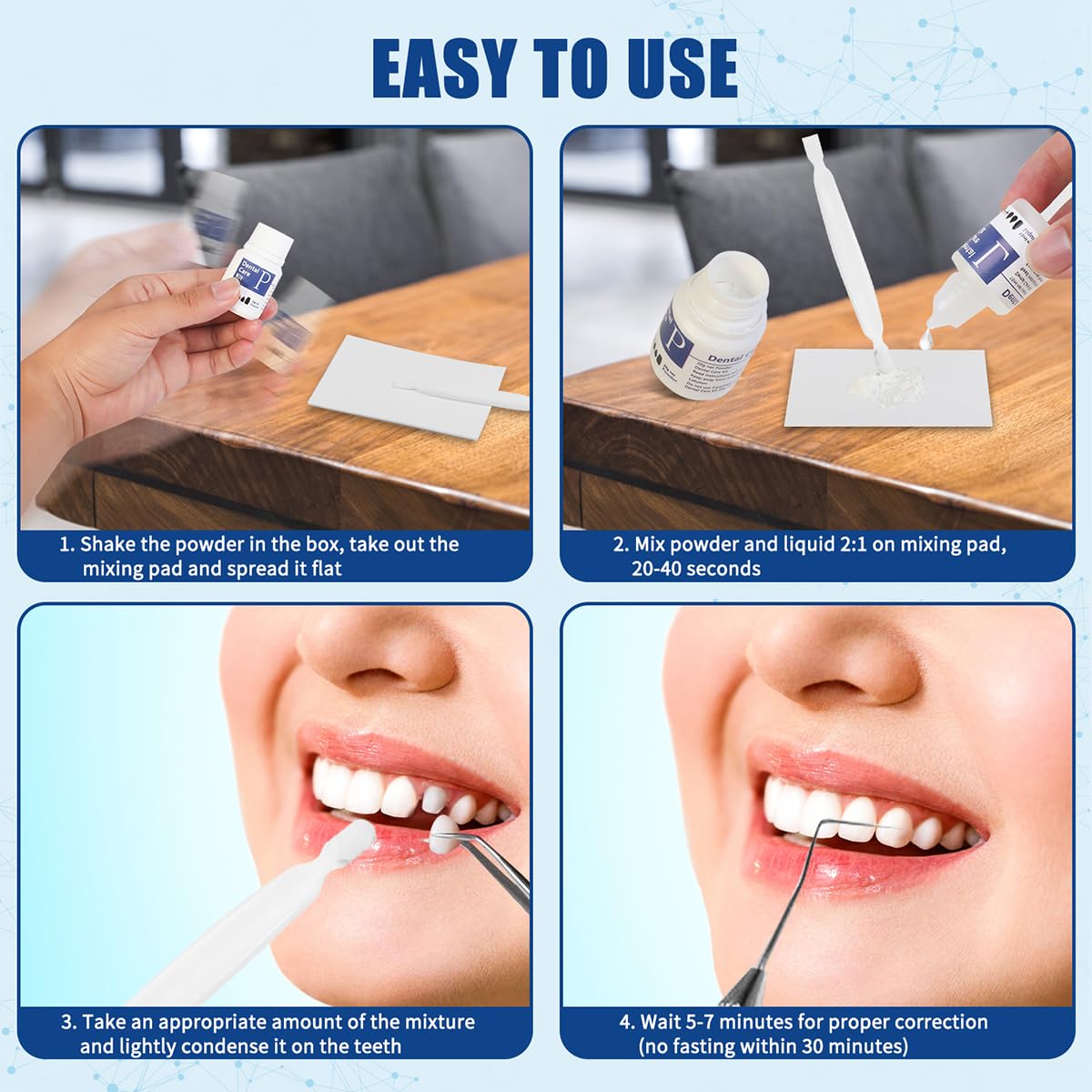 Temporary Teeth Replacement Zinc Oxide Eugenol Dental Kit 4 Pcs I761