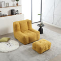 Yellow Memory Foam Bean Bag Chair with Ottoman W9054