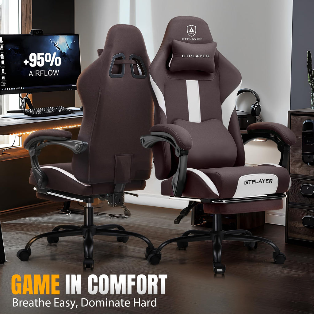 Brown Ergonomic Gaming Chair with Foot Rest A973455