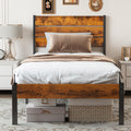 Twin Platform Bed Frame with Wooden Headboard and Footboard U599