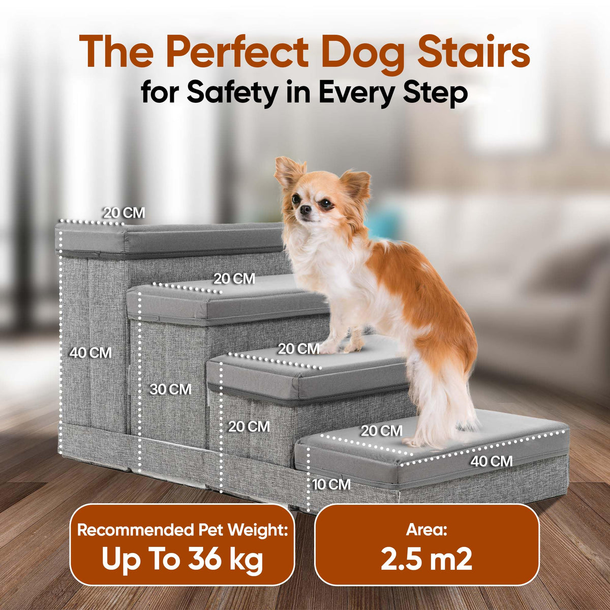 Foldable Pet Stairs with Storage J555
