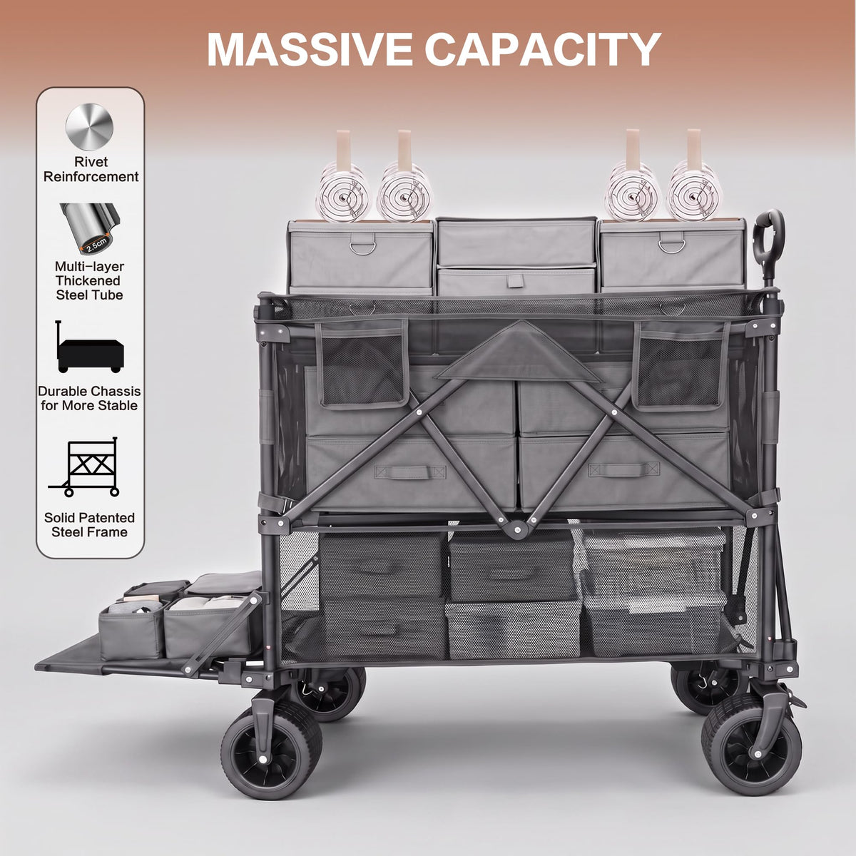 600L Foldable Collapsible Wagon Cart with Wheels Y5541