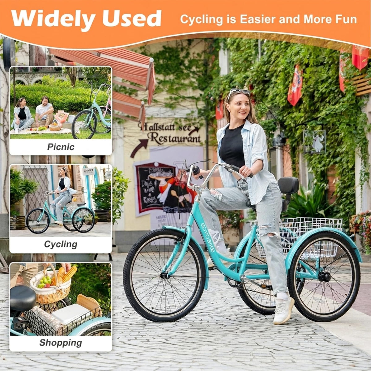 7 Speed 3 Wheel Bike with Basket L94507