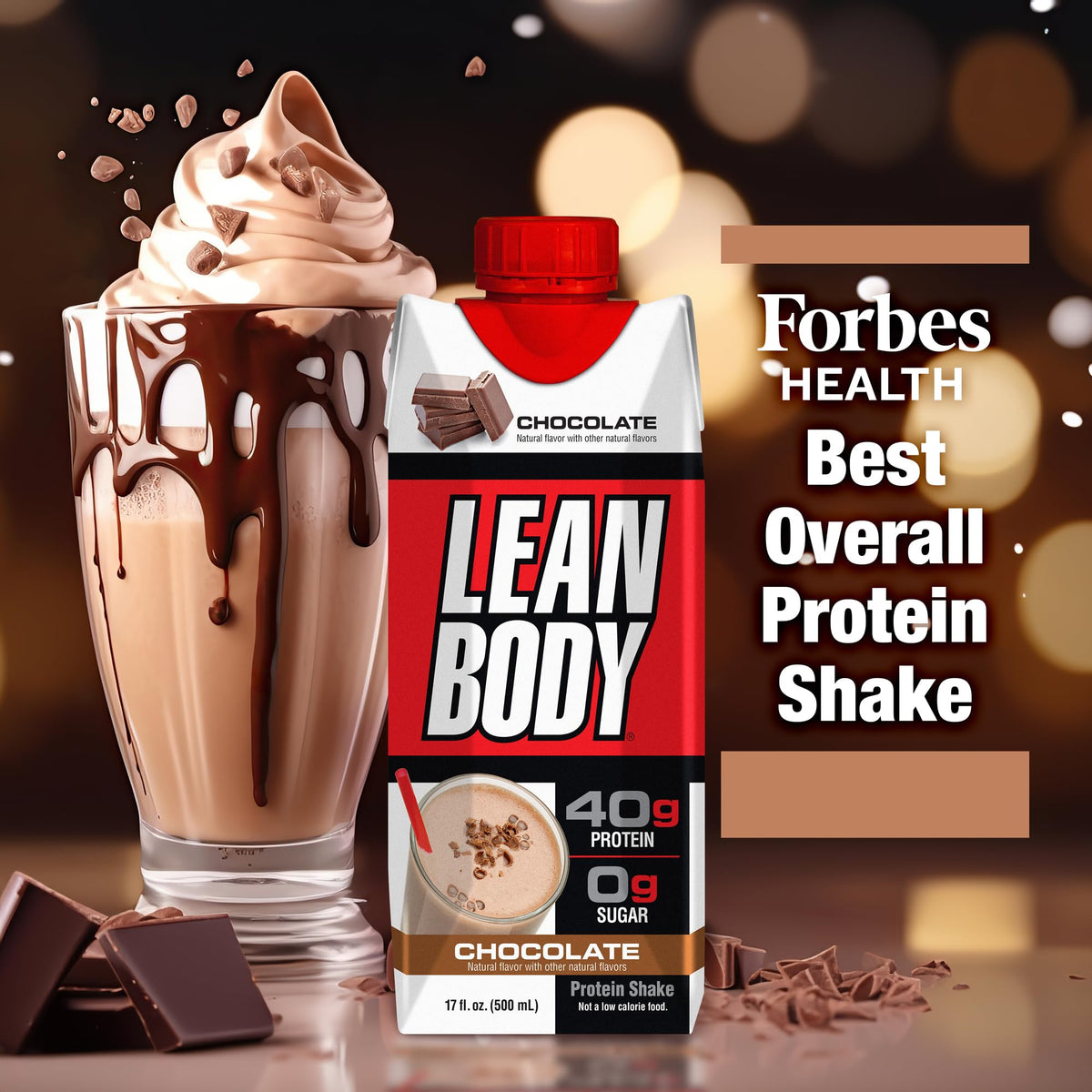 Chocolate Protein Shake, 40g Protein, 0 Sugar, 17 Fl Oz (Pack of 12) Z204
