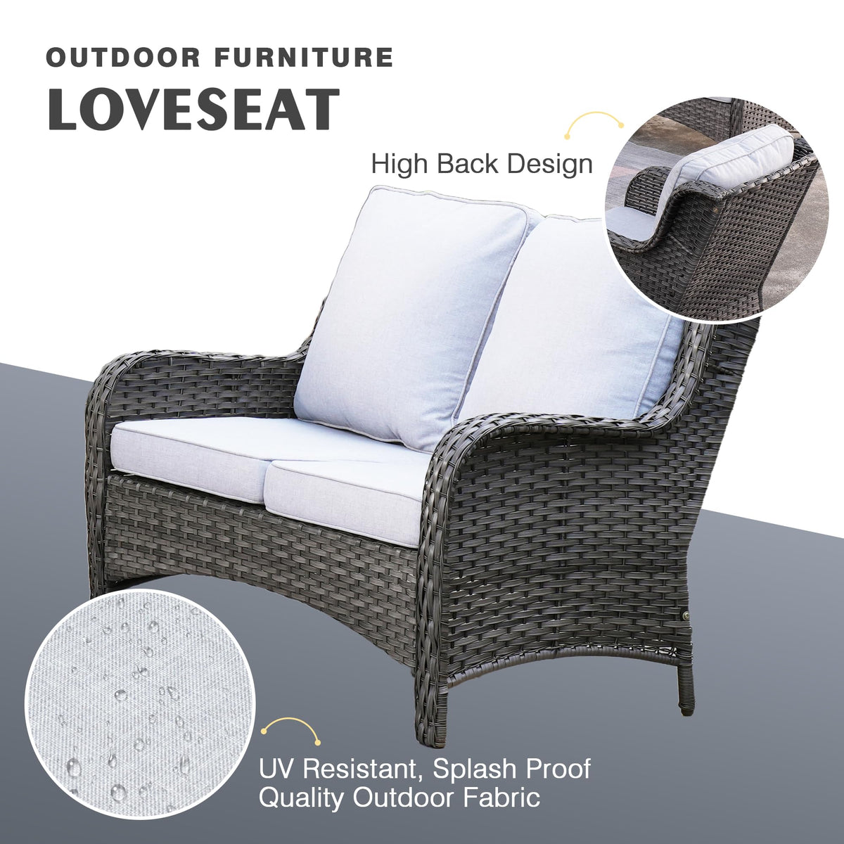 6 Piece Wicker Patio Furniture Set with Fire Pit Table V735
