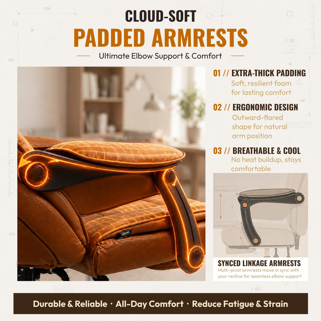Big and Tall Gaming Chair with Footrest Brown F997