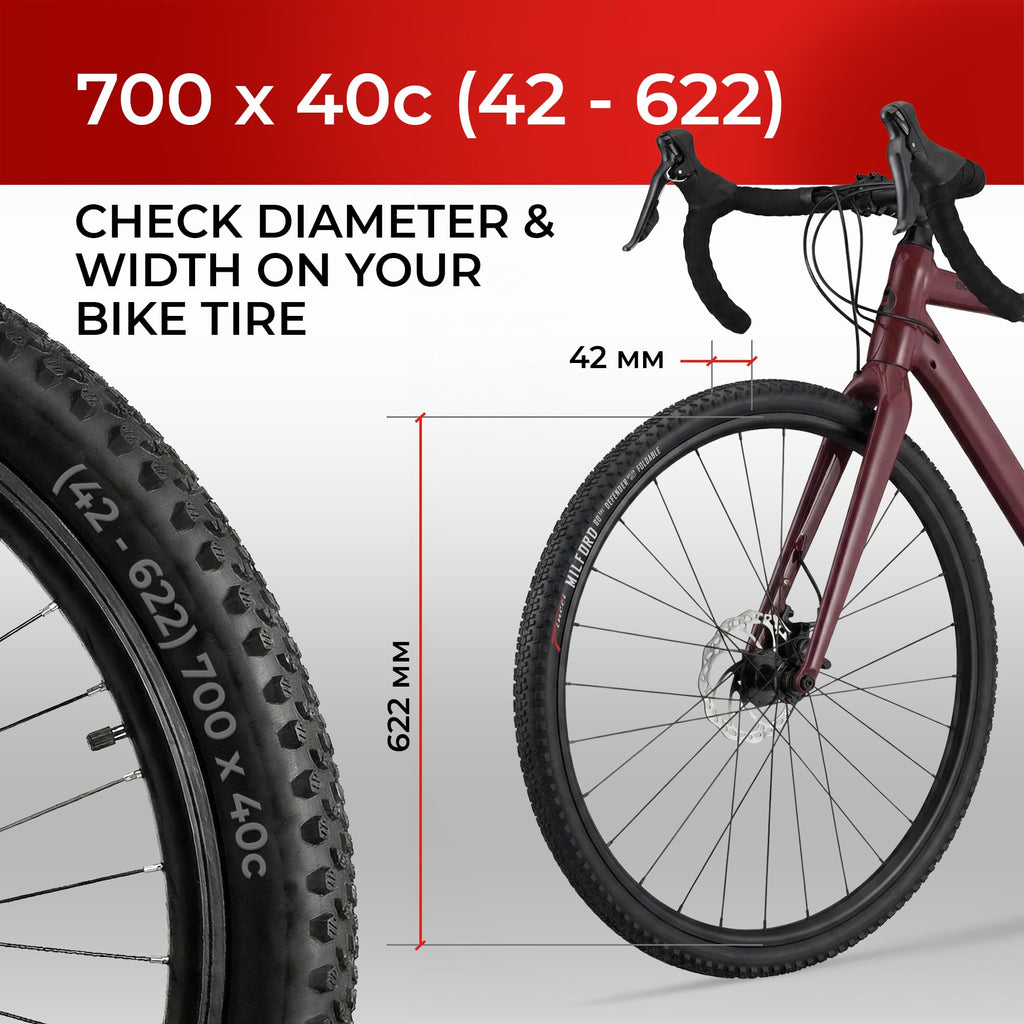 700x40c Gravel Bike Tire & Tubes Schrader Foldable 28" B277662