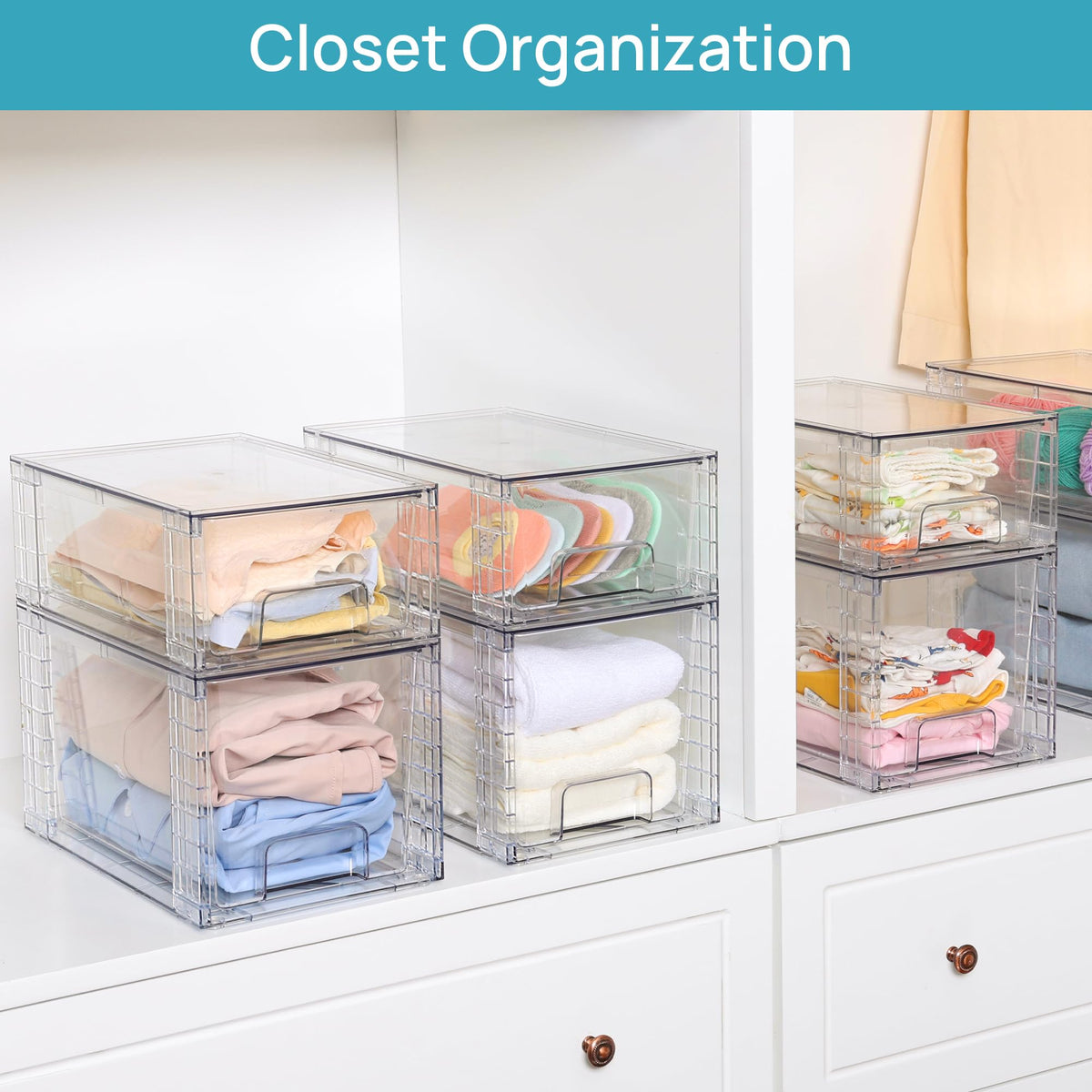 4 Pack Large Stackable Clear Storage Drawers U826032