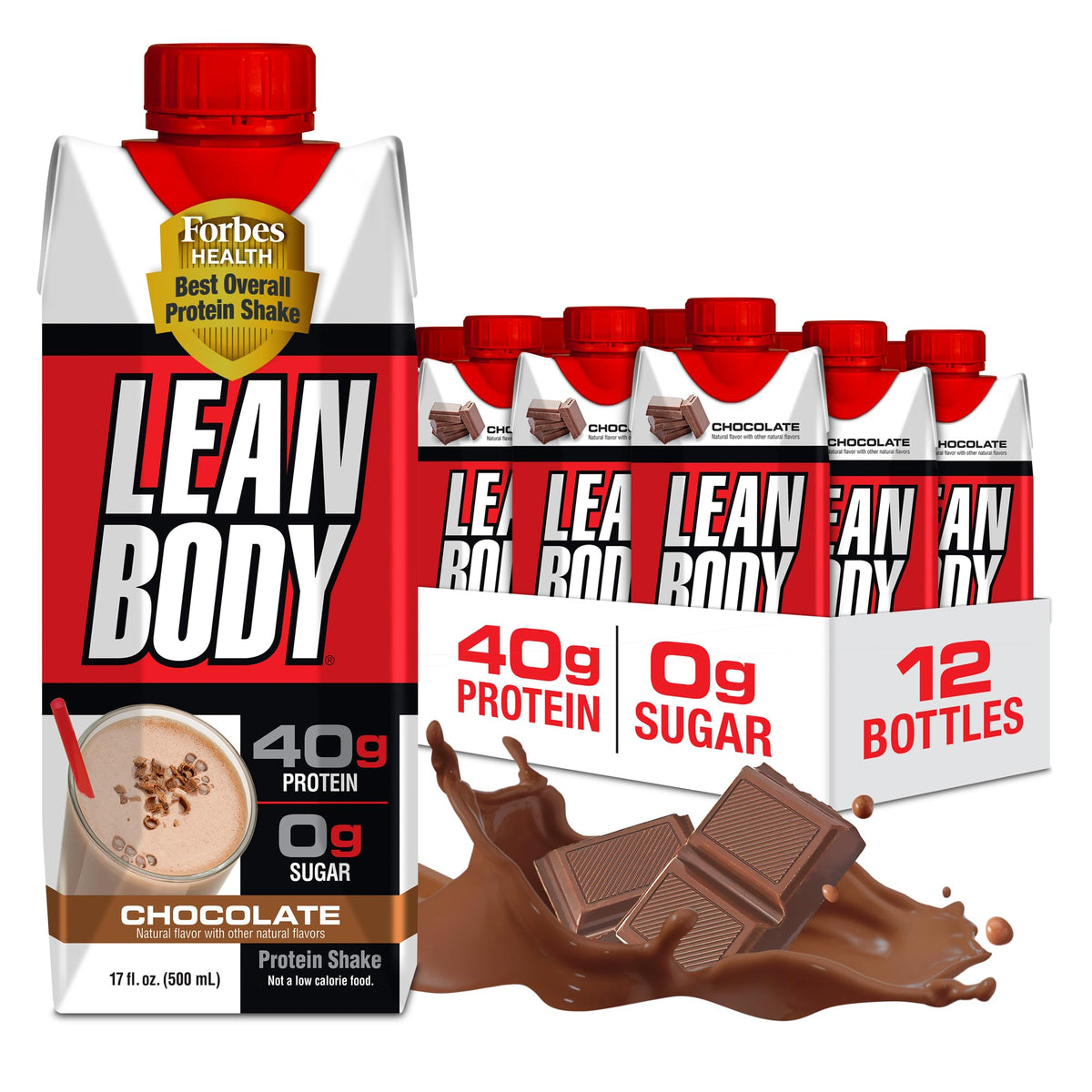 Chocolate Protein Shake, 40g Protein, 0 Sugar, 17 Fl Oz (Pack of 12) Z204