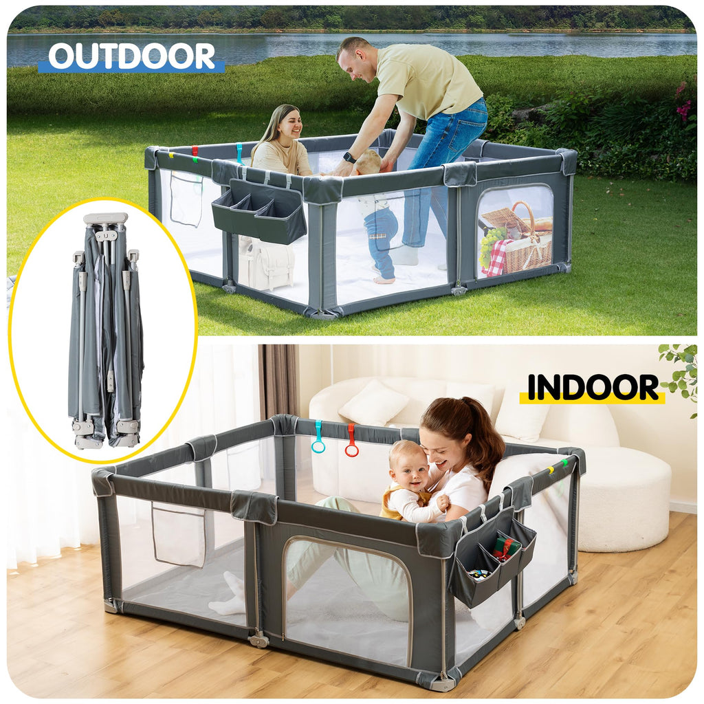 Foldable Baby Playpen with Mat Q394