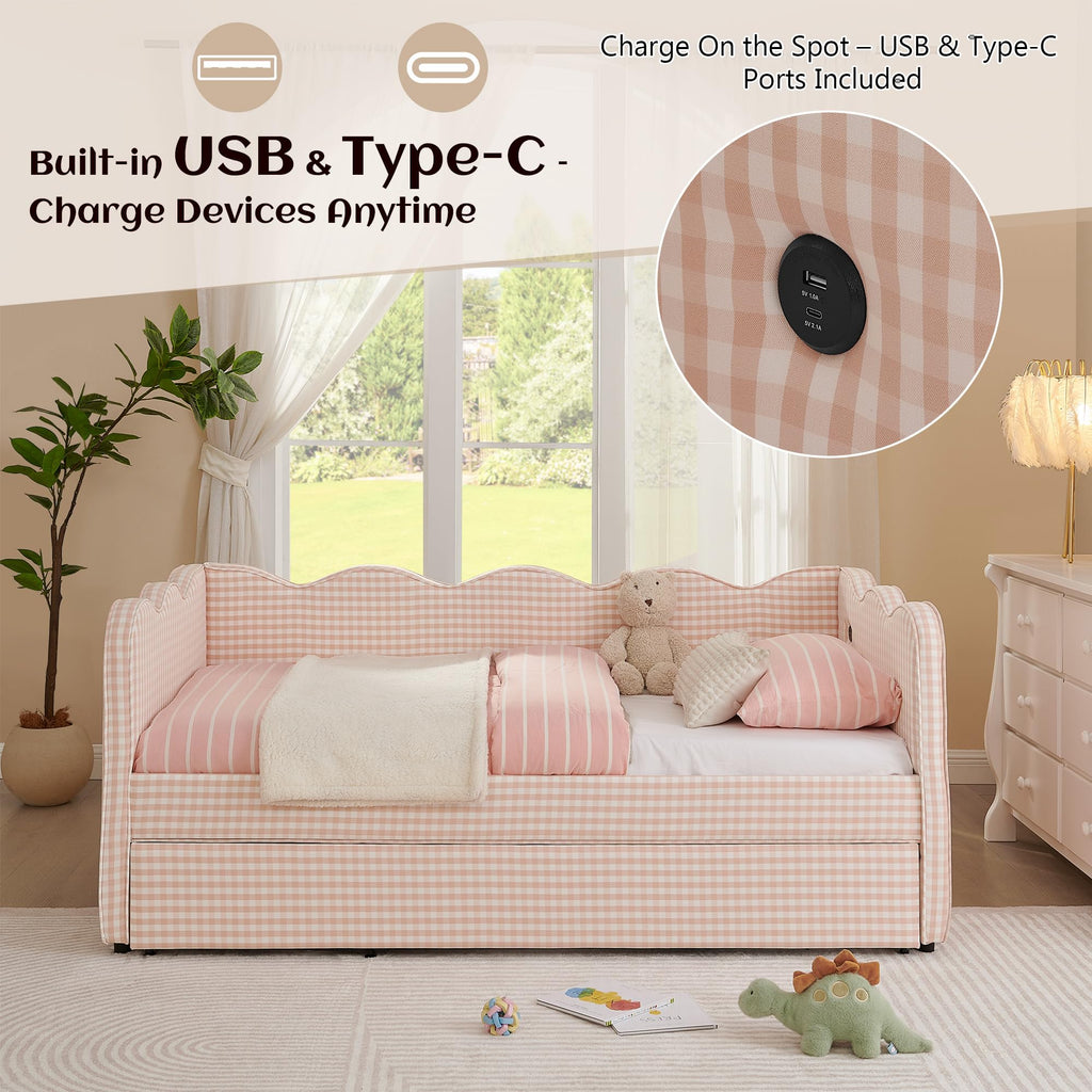 Twin to King Upholstered Daybed with Pop Up Trundle Bed B998922