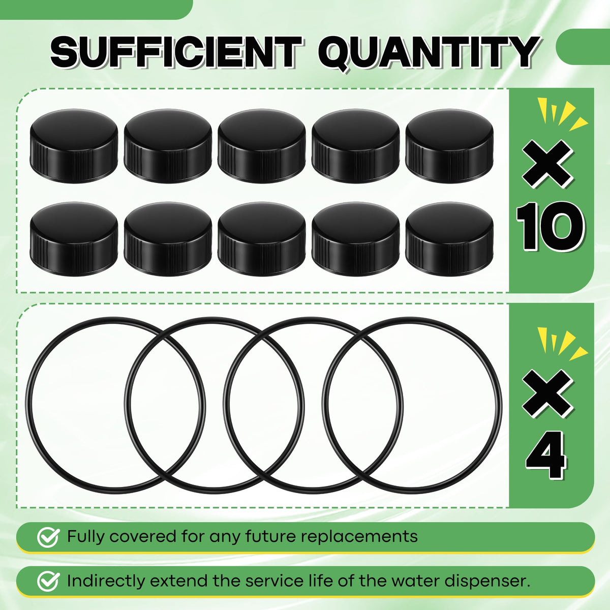 10 Replacement Cap 4 O Ring Black Poultry Waterer Part F8174