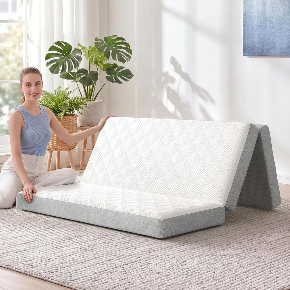 Twin Corner Bed Frame with Mattress and 2 Storage Drawers L24089
