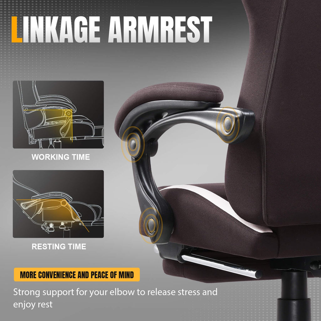 Brown Ergonomic Gaming Chair with Foot Rest A973455