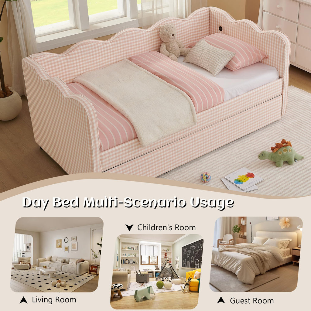 Twin to King Upholstered Daybed with Pop Up Trundle Bed B998922