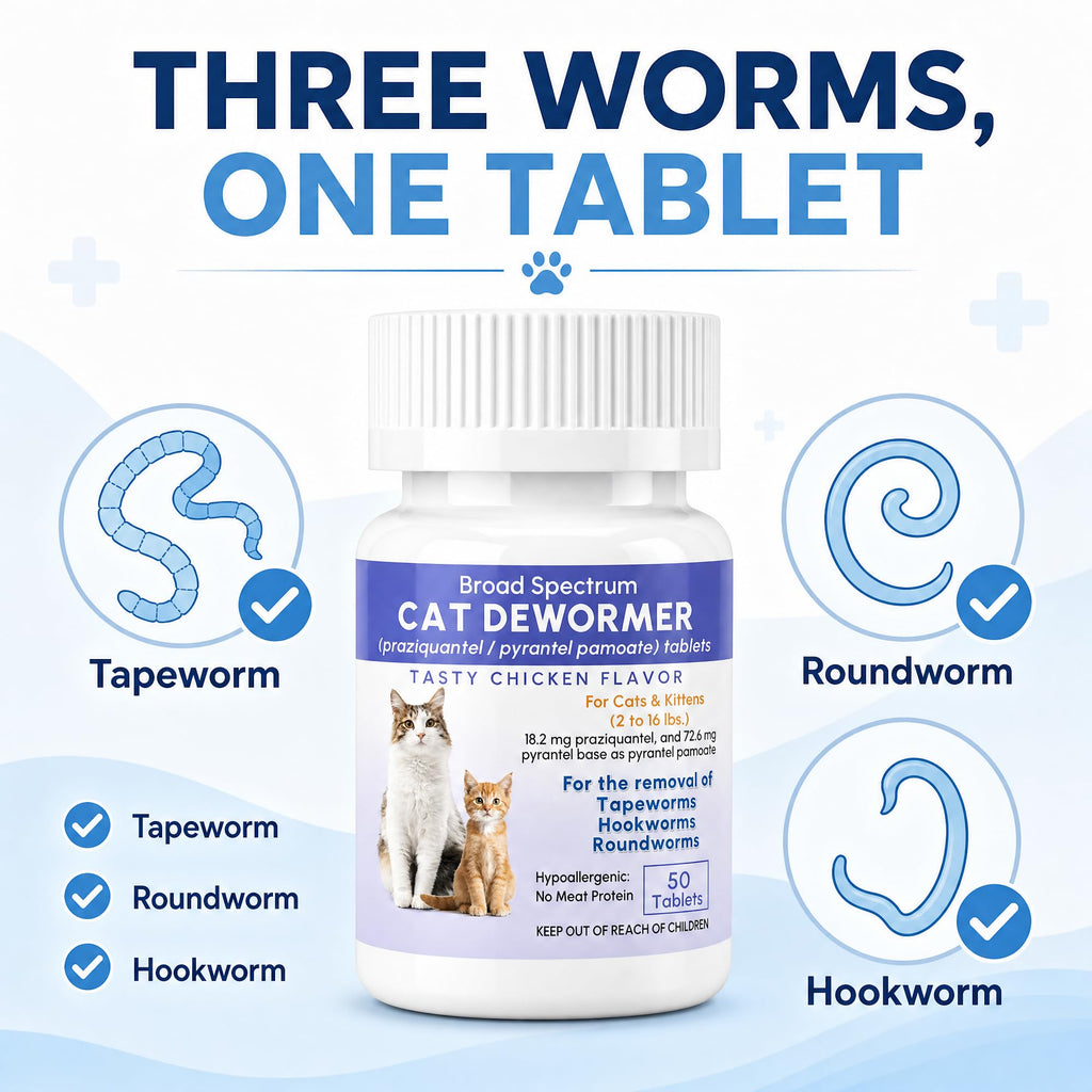 Broad Spectrum Cat & Kitten Dewormer 50 Tablets P2425