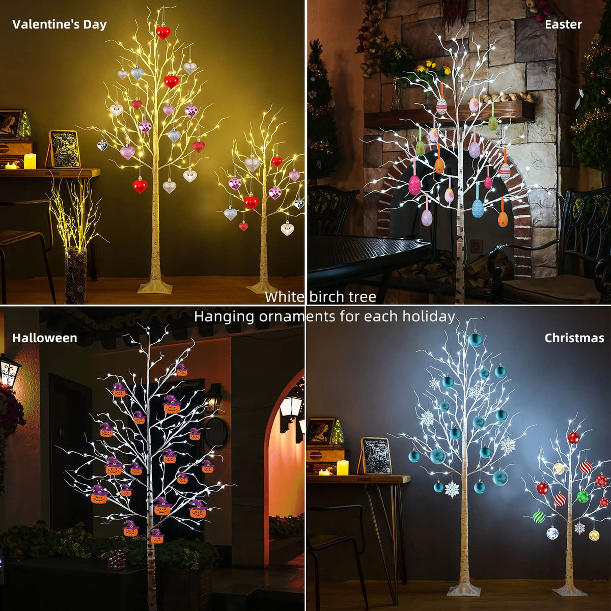 8ft 136LED Lighted Artificial Birch Tree with Timer W242